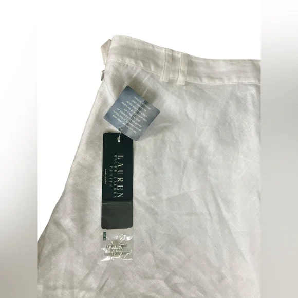 Lauren Ralph Lauren NWT 100% Linen White Midi Flared A Line Skirt Women’s 8P - Picture 7 of 10